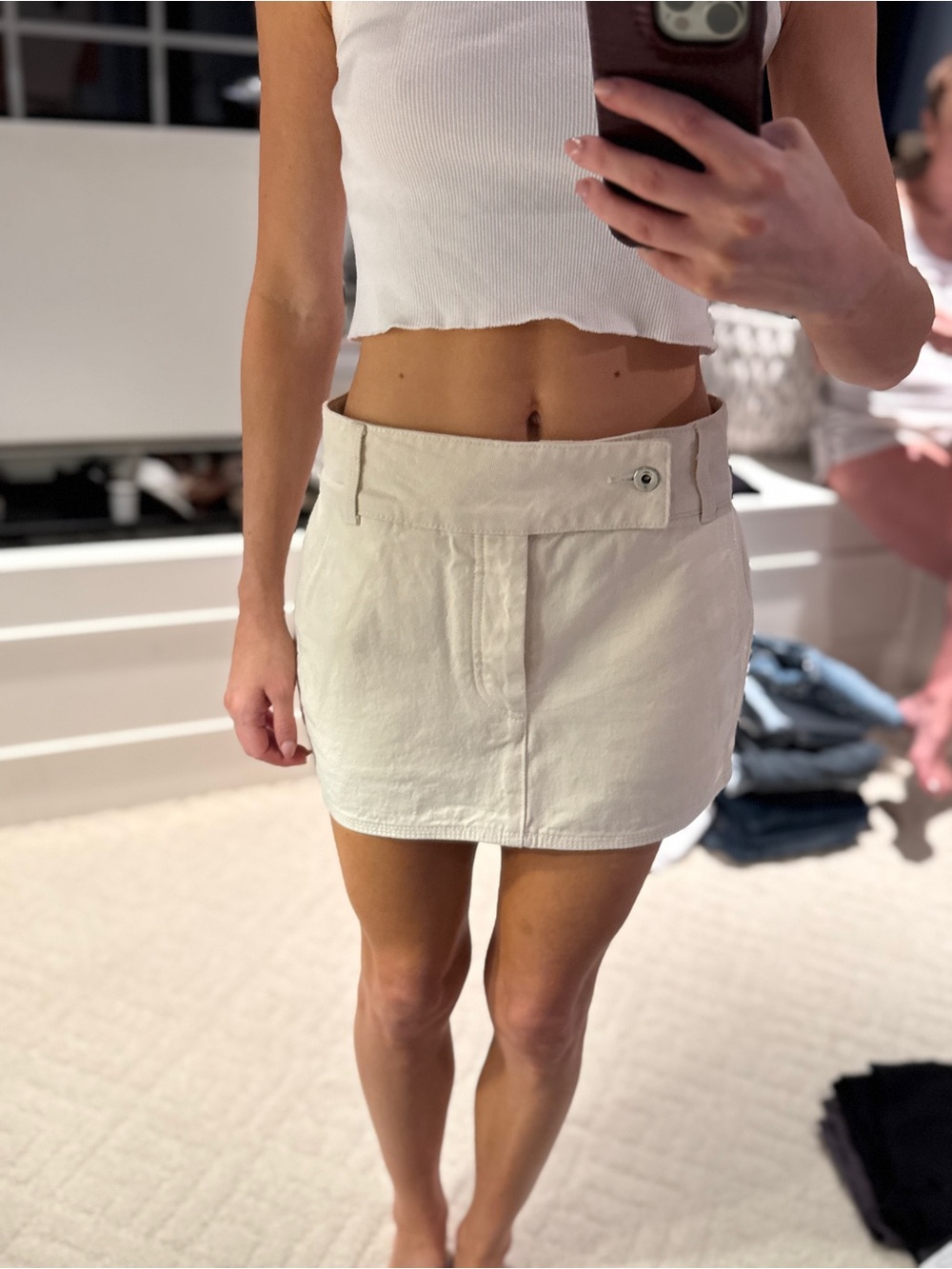 Helsa Denim Cream Mini Skirt